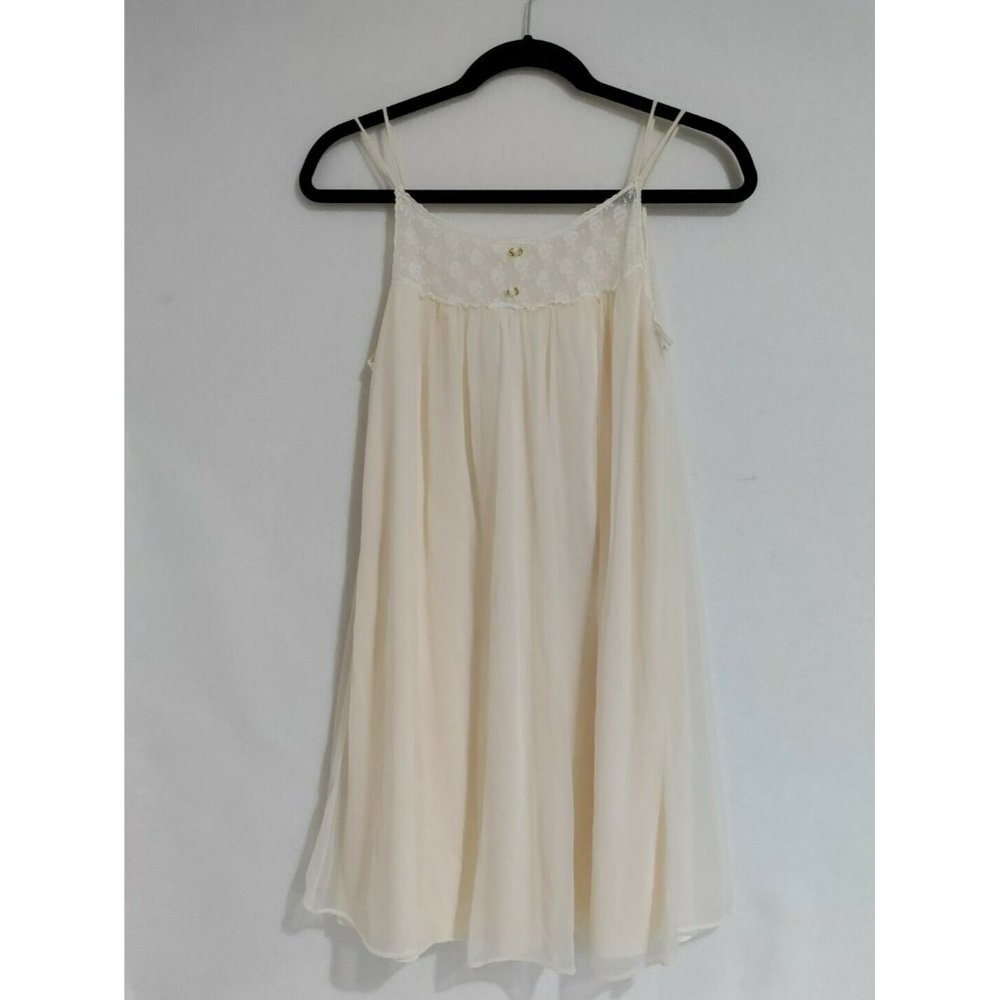 Vtg 50s 60s Babydoll Peignoir Night Gown Soft Yellow Chantilly Rockabilly Medium